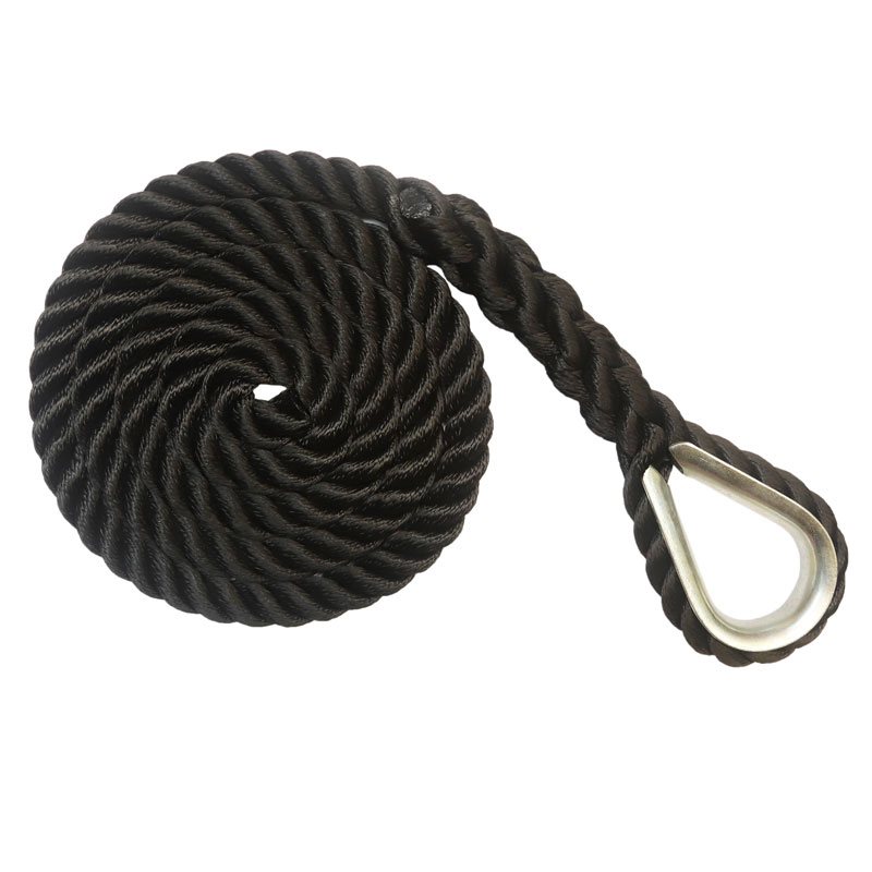 Premium Boat Anchor Rope 50 ft x 3/8 inch, Solid Braided Anchor