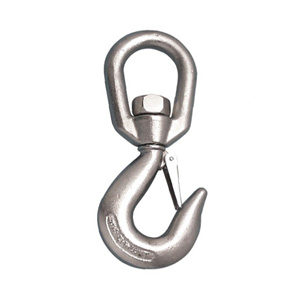 304 Stainless Steel Swivel Eye Lifting Hook American Type Safety Hook Rigging Accessory with Round Eye Working Load 1000 kg 3/8